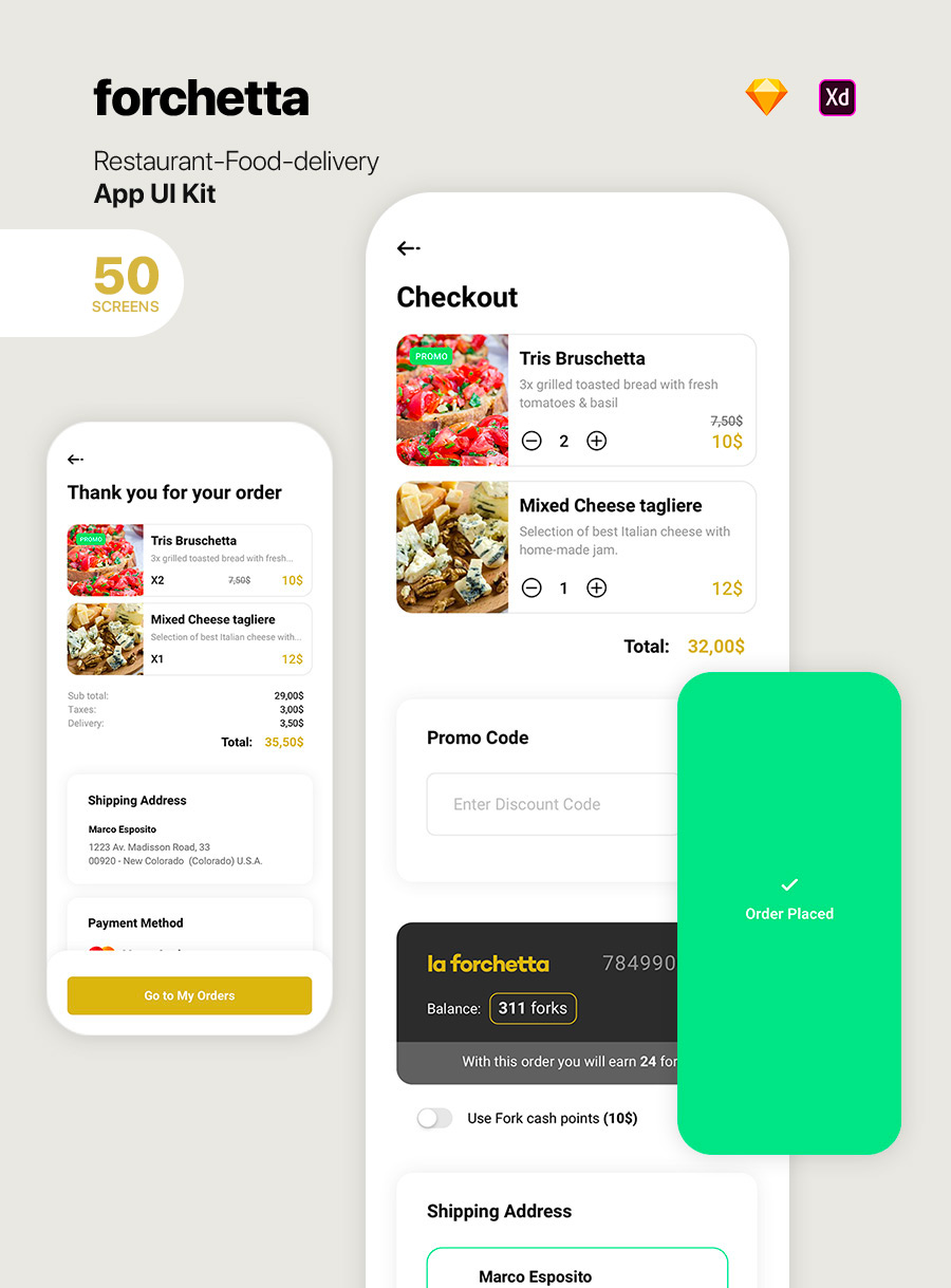 Forchetta Food App UI Kit - 1